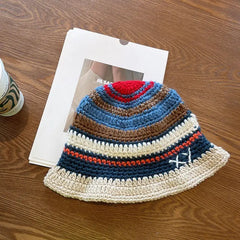 Handmade Crochet Striped Fisherman Bucket Hat