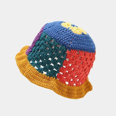 Handmade Crochet Striped Fisherman Bucket Hat Pink-Blue