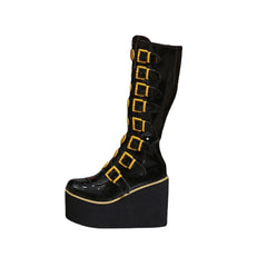 Happy Faces High Long Tube PU Leather Boots