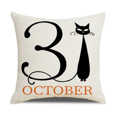 Happy Halloween Cushion Cover Linen Pumpkin