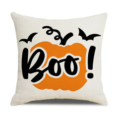 Happy Halloween Cushion Cover Linen Pumpkin