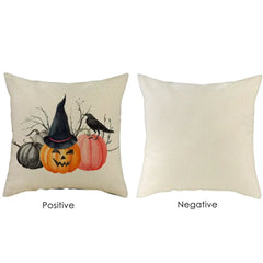 Happy Halloween Cushion Cover Linen Pumpkin