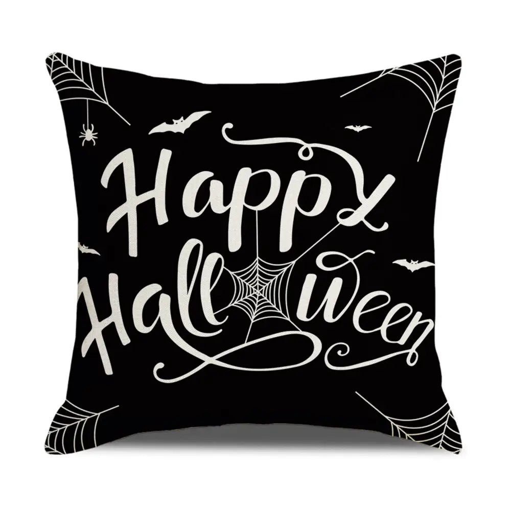 Happy Halloween Cushion Cover Linen Pumpkin