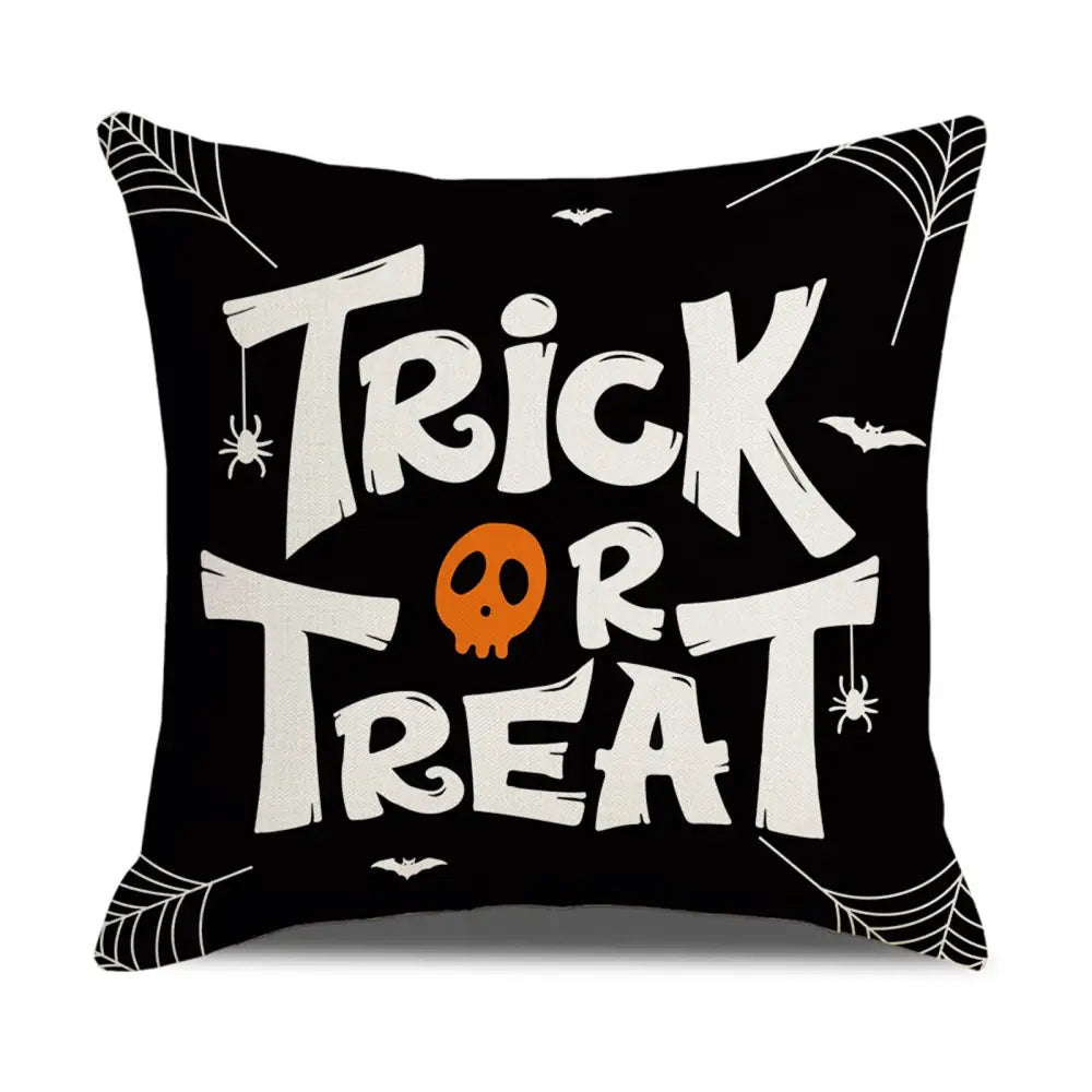 Happy Halloween Cushion Cover Linen Pumpkin