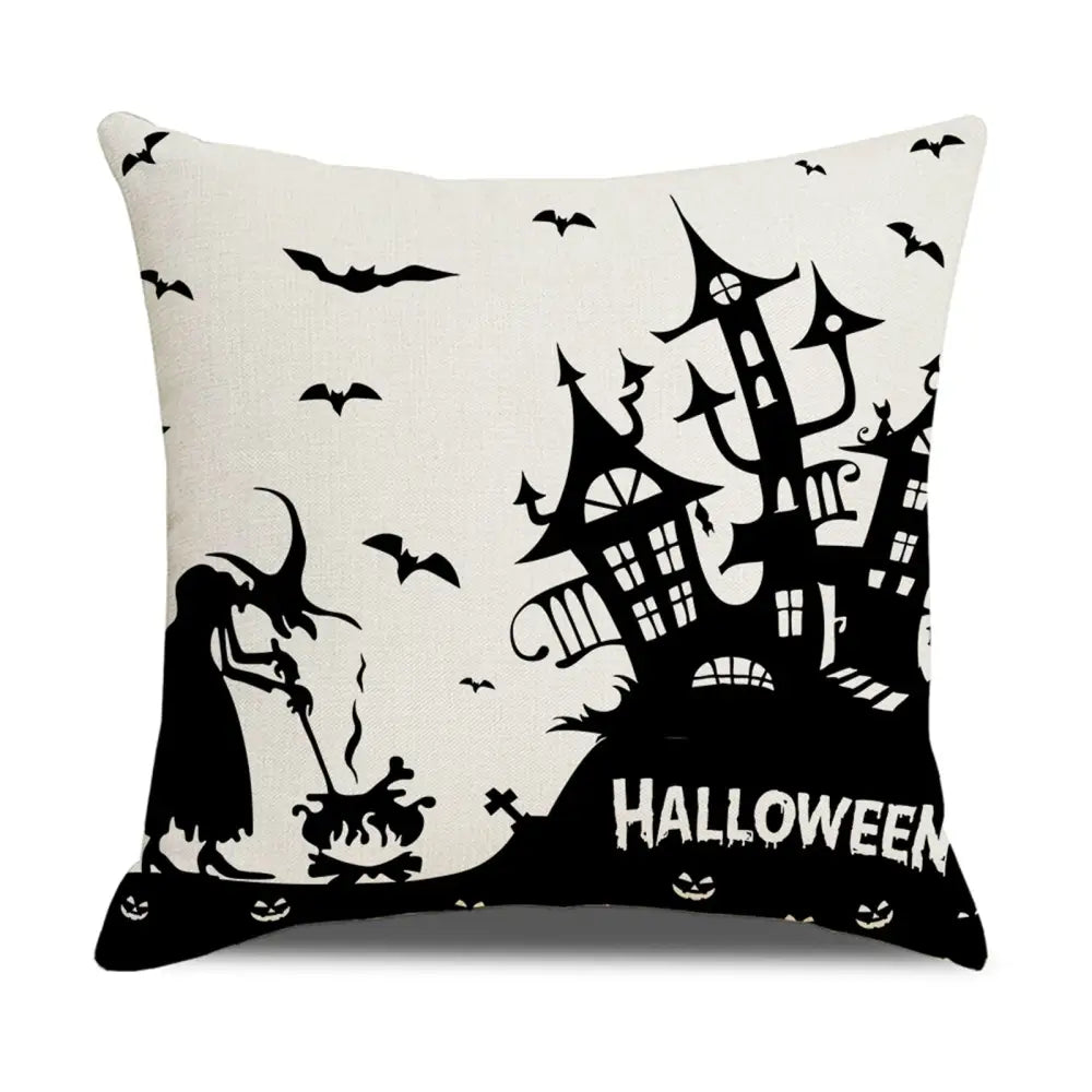 Happy Halloween Cushion Cover Linen Pumpkin