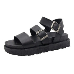 Harajuku Black Platform PU Leather Sandals Euro Size Mate
