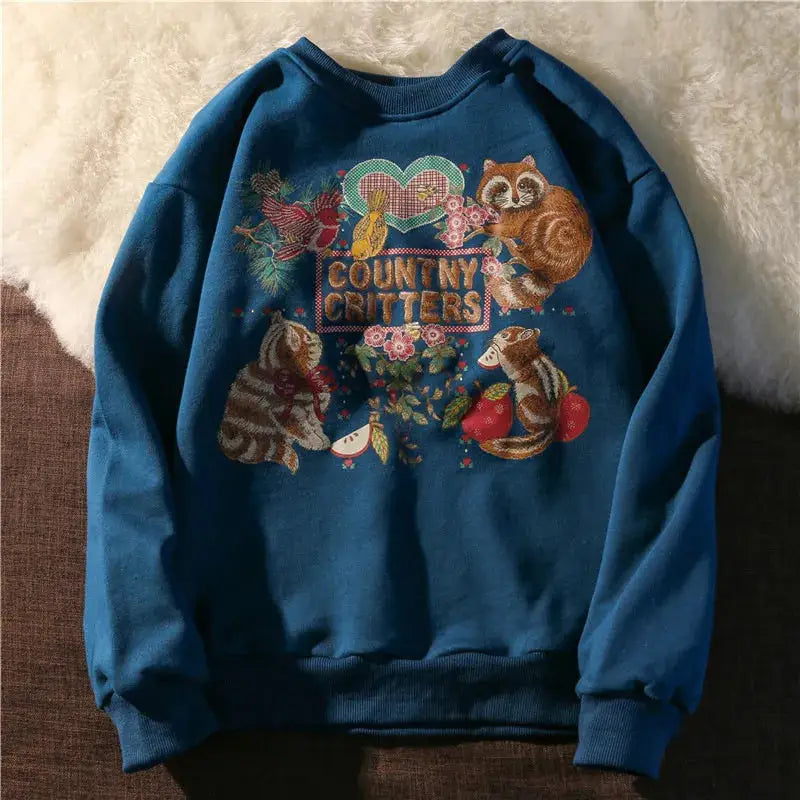 Harajuku Cat Print Sweatshirt for Casual Streetwear