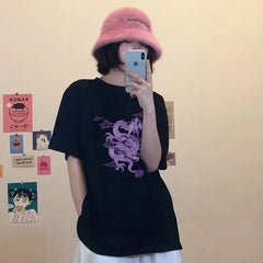 Harajuku Chinese Dragon Loose T-shirt