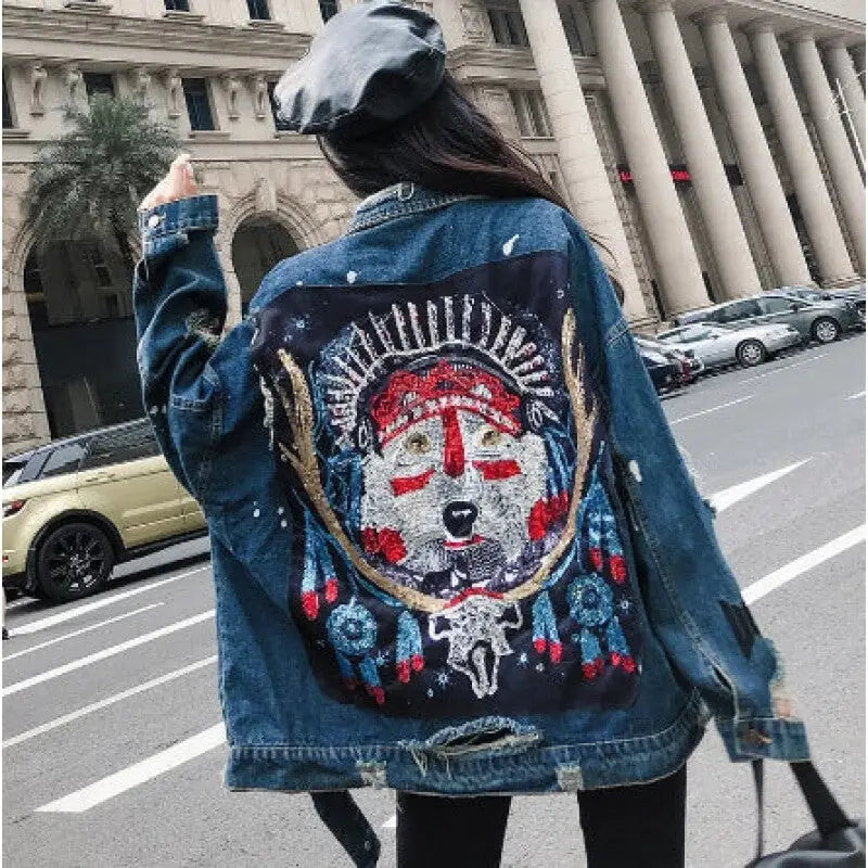 Harajuku Embroidery Denim Jacket for Urban Streetwear