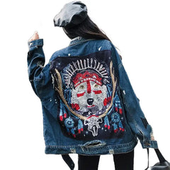 Harajuku Embroidery Denim Jacket for Urban Streetwear