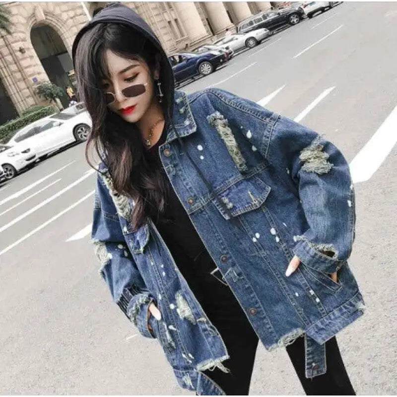 Harajuku Embroidery Denim Jacket for Urban Streetwear