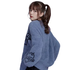 Harajuku Gothic Love Rivet Letter Knitted Sweater