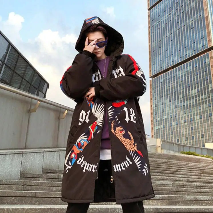 Harajuku Graffiti Print Coat Japanese Street Style