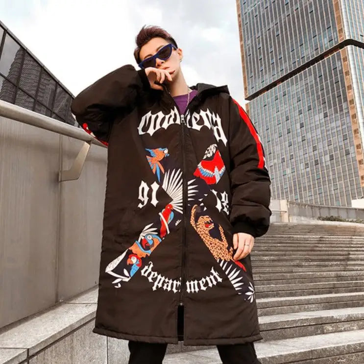 Harajuku Graffiti Print Coat Japanese Street Style