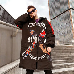 Harajuku Graffiti Print Coat Japanese Street Style
