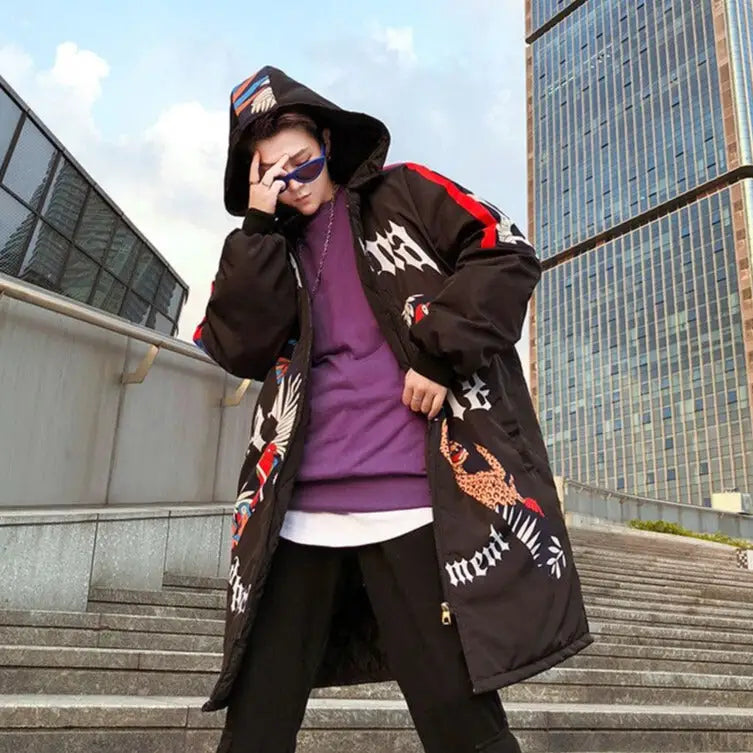 Harajuku Graffiti Print Coat Japanese Street Style