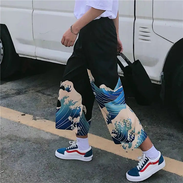 Harajuku Great Wave Pants Spandex Polyester