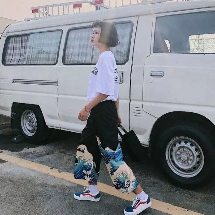 Harajuku Great Wave Pants Spandex Polyester