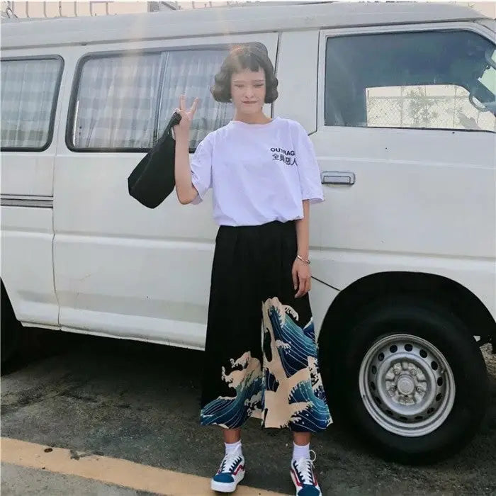 Harajuku Great Wave Pants Spandex Polyester