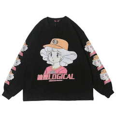 Harajuku Kawaii Oversized Cartoon Sweatshirt Black / L