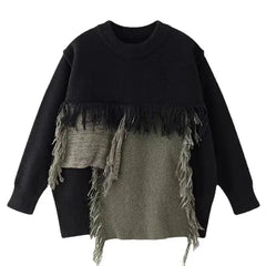 Harajuku Knit Hip-Hop Knitted Sweater - Black / L