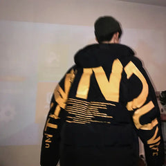 Harajuku Letters Oversized Parkas Coats for Women Black / XL