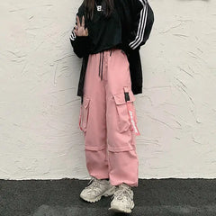 Harajuku Loose Cargo Pants Hip Hop Joggers Multi-Pokets