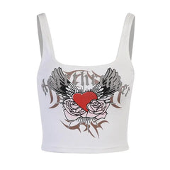 Harajuku Love Heart 90s Top White / S