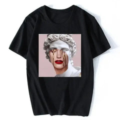 Harajuku Medusa Print T Shirt for Women Black Ligth Pink