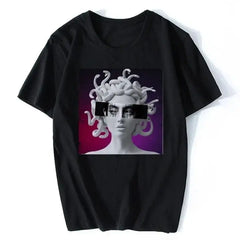 Harajuku Medusa Print T Shirt for Women Black Purple / XS