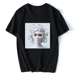 Harajuku Medusa Print T Shirt for Women Black / XS