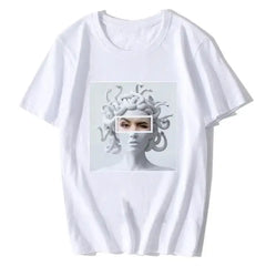 Harajuku Medusa Print T Shirt for Women White / XS