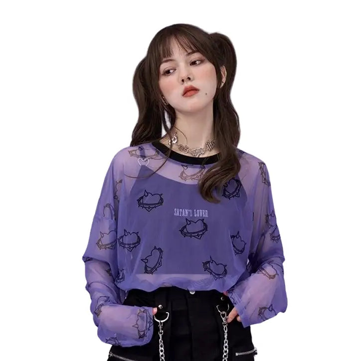 Harajuku Mesh Transparent Blouse