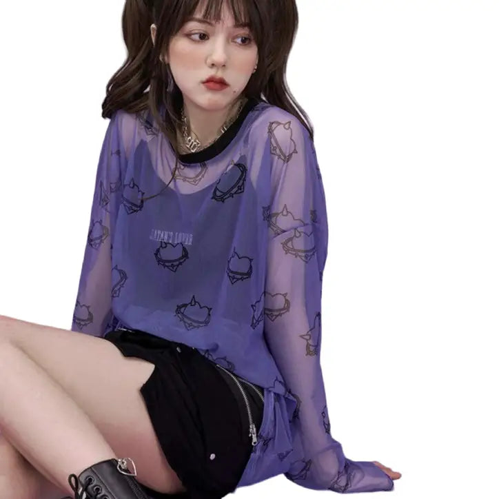 Harajuku Mesh Transparent Blouse