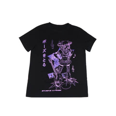 Harajuku Music Girl Print Black T-shirt