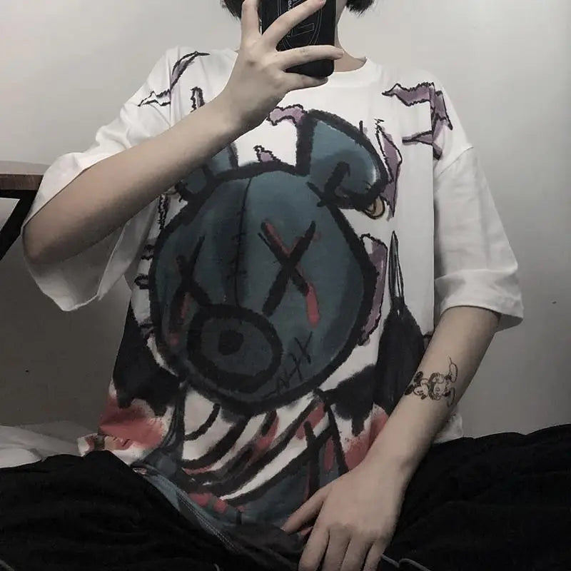 Harajuku Pastel Goth Bear T Shirt for Kawaii Style Fans
