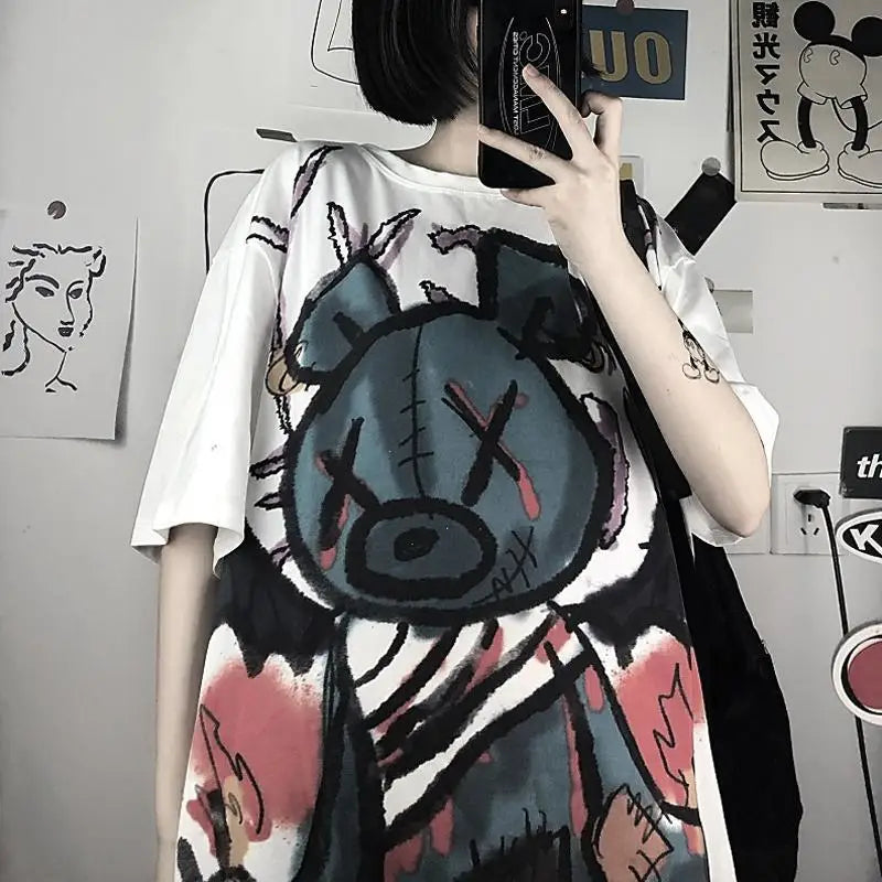 Harajuku Pastel Goth Bear T Shirt for Kawaii Style Fans