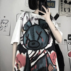 Harajuku Pastel Goth Bear T-Shirt - White / S