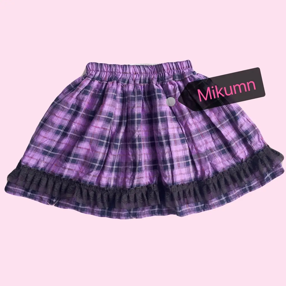 Harajuku Plaid Mini Skirt with Leg Cover and High Waist