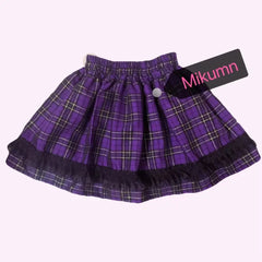 Harajuku Plaid Mini Skirt with Leg Cover and High Waist