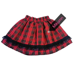 Harajuku Plaid Mini Skirt with Leg Cover and High Waist Red
