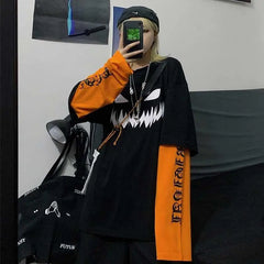 Harajuku Pumpkin Print Letter Sweatshirt