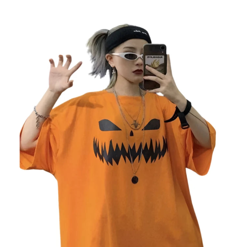 Harajuku Pumpkin Print T-Shirt