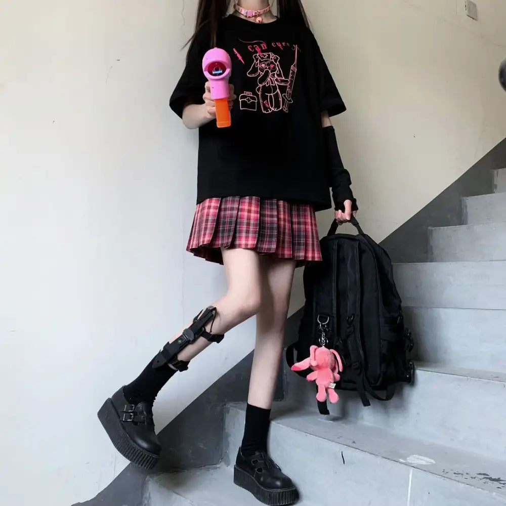 Harajuku Punk Gothic Bear Graphic T-Shirt