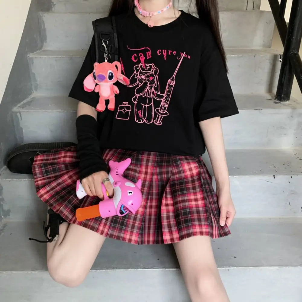 Harajuku Punk Gothic Bear Graphic T-Shirt