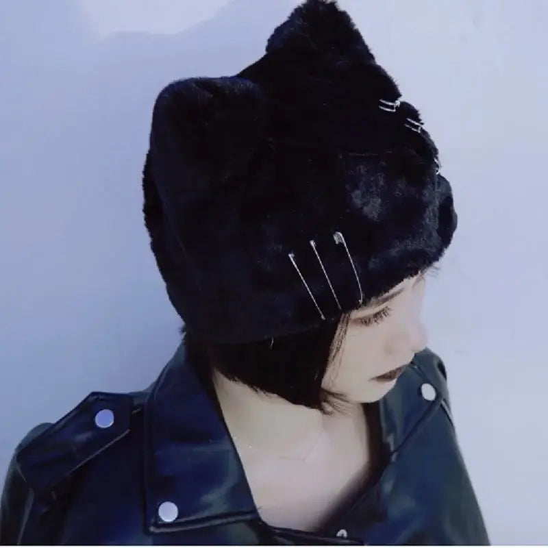 Harajuku Punk Gothic Cross Cat Ears Beret