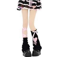 Harajuku Ribbon Bow Lace Up Leg Warmer Socks