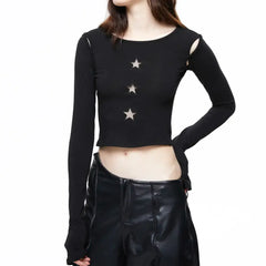 Harajuku Y2K Goth Long Sleeve Cropped Top