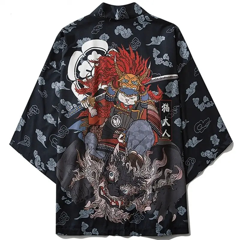 Harajuku Yukata Japanese Kimono - Black Grey / One Size