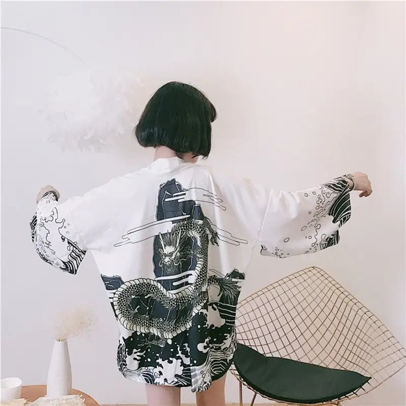 Harajuku Yukata Japanese Kimono - White / One Size - KIMONO